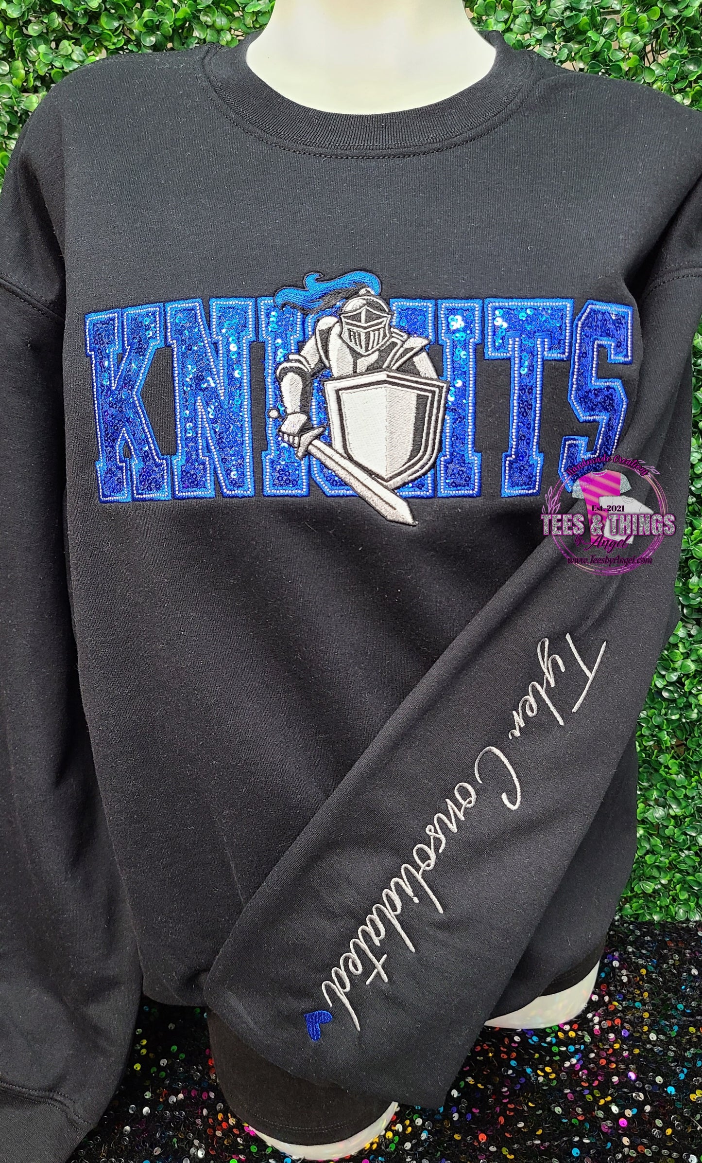 Knights 💙🩶🖤 Sequin Mascot Sweatshirt
