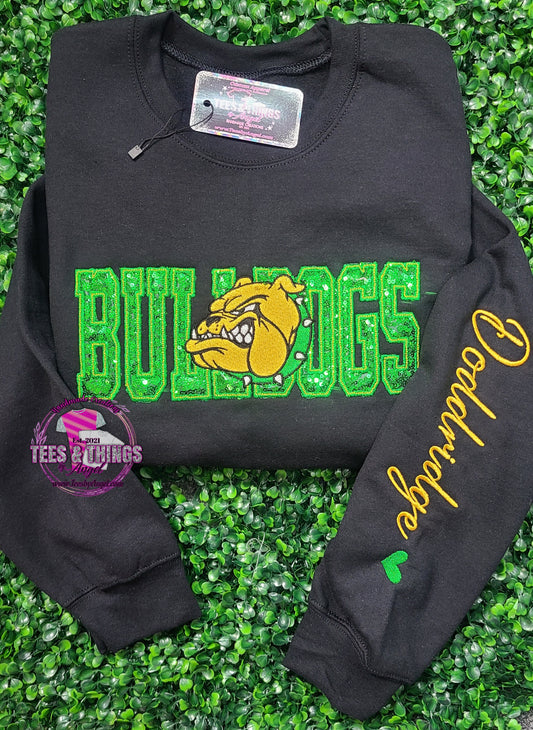 Doddridge Bulldogs 💚💛 Sequins Bling Sweatshirt!