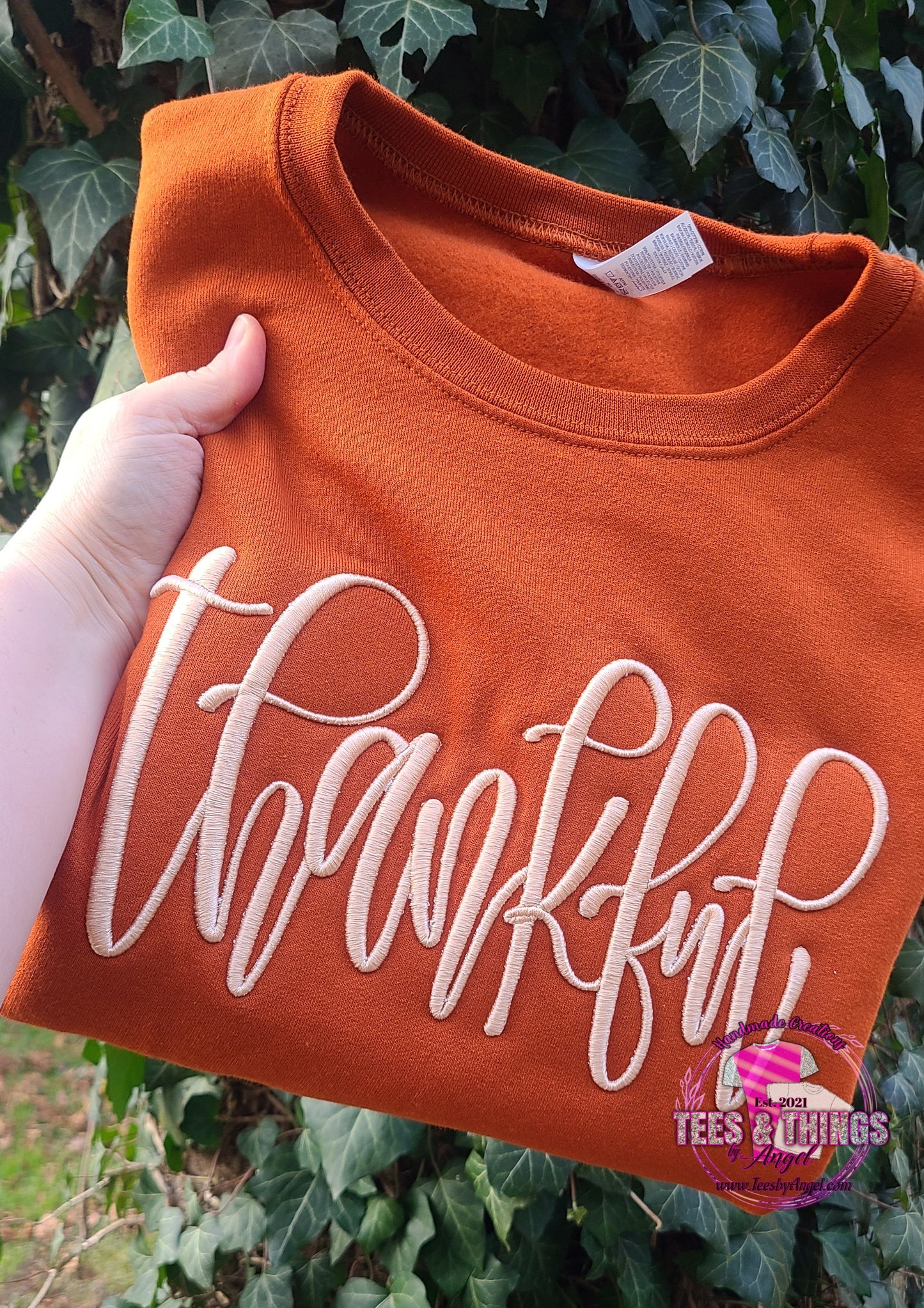 Thankful 3D embroidered
