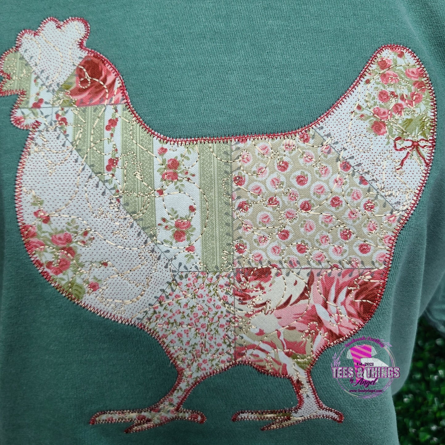 Patchwork Embroidered Chicken shirt