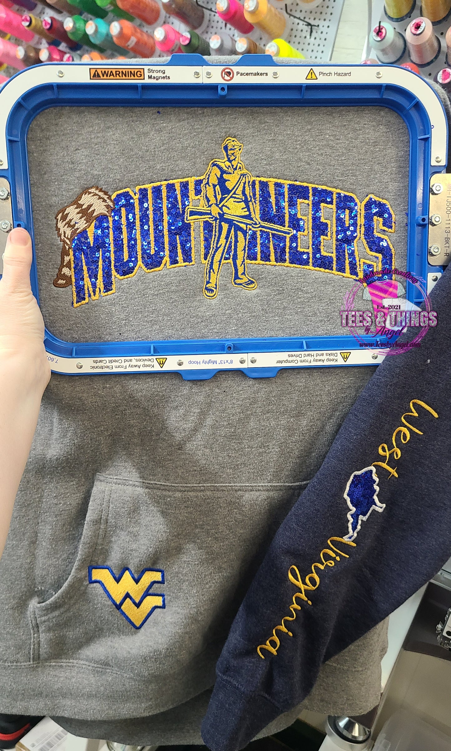 WV Mountaineers Bling Sequin Hoodie 💙💛