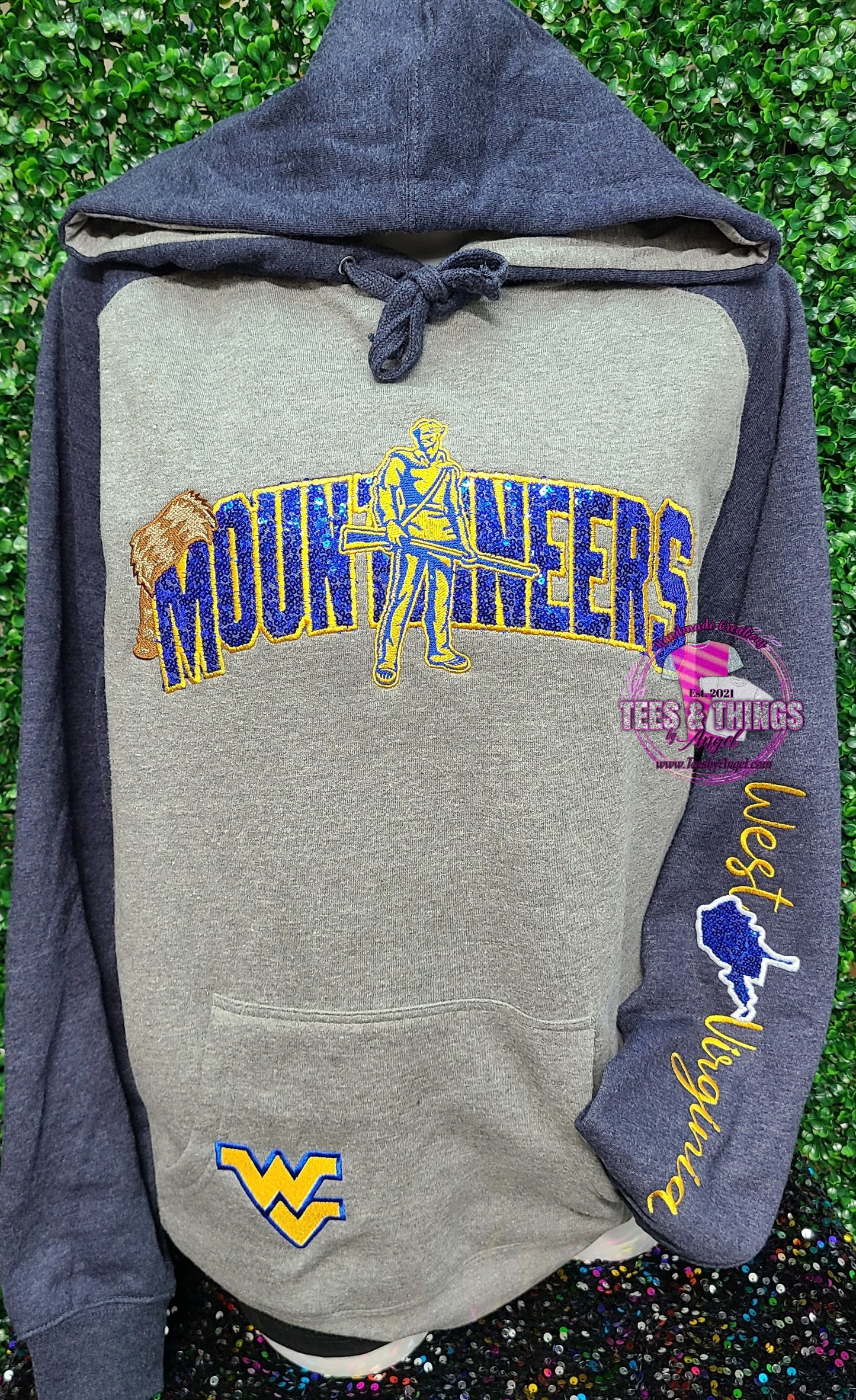 WV Mountaineers Bling Sequin Hoodie 💙💛