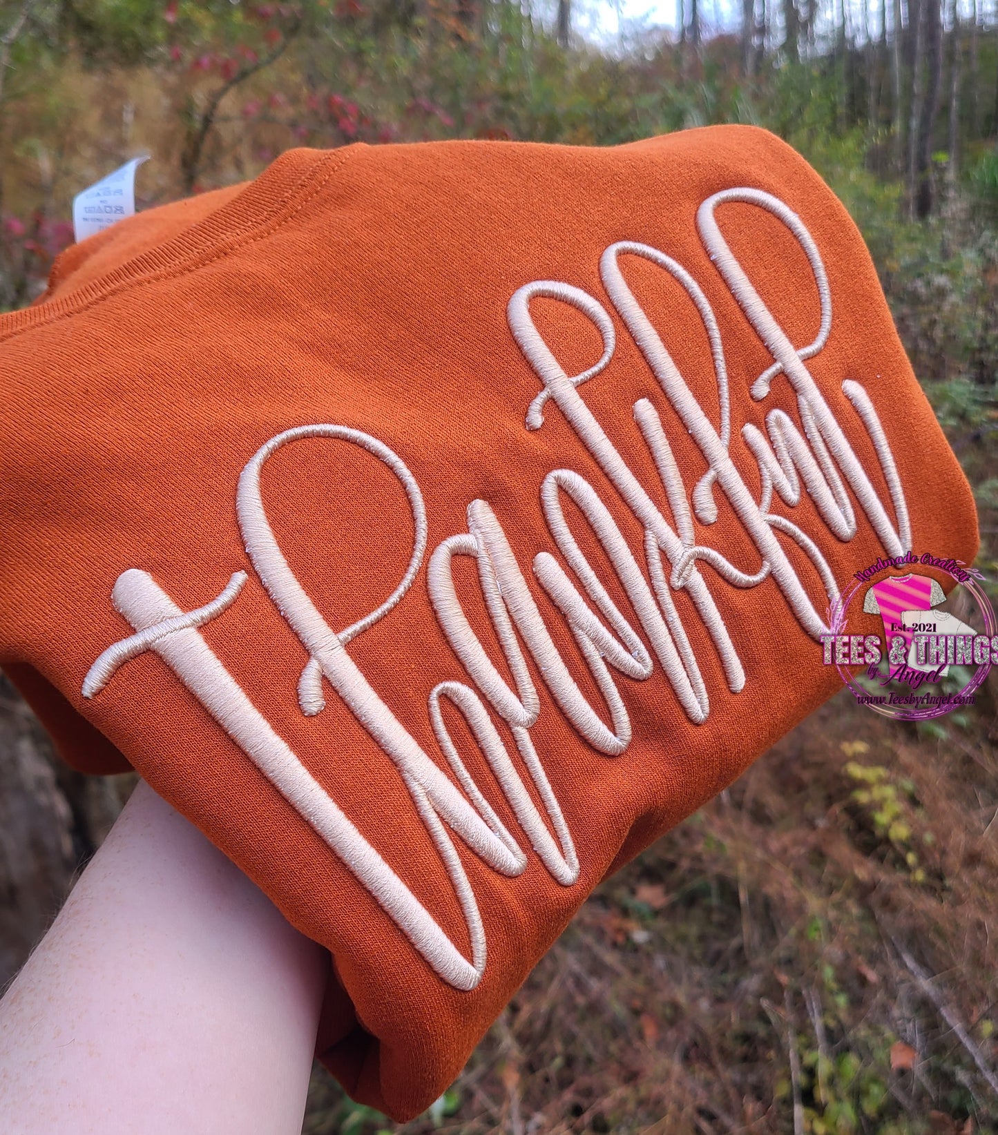 Thankful 3D embroidered